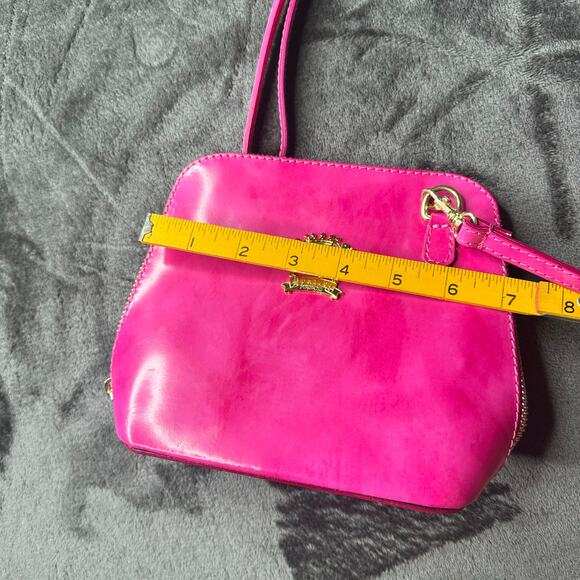 Pratesi Firenze Genuine Leather Hot Pink Crossbody Bag Purse Made in Italy - Picture 6 of 7